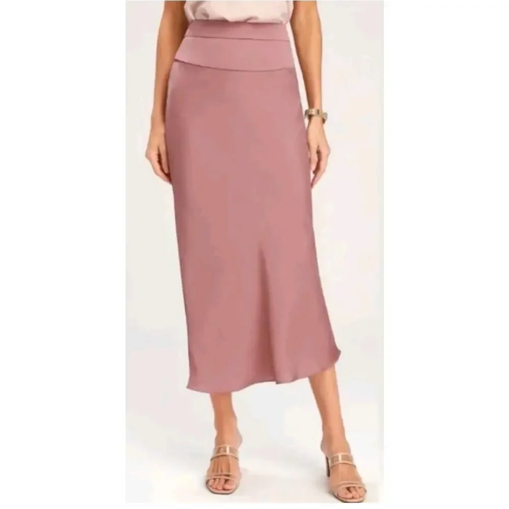 Free People Satin Slip Lilac Midi Skirt Womens 10 Flowy Fairy Pastel Purple - Picture 1 of 5